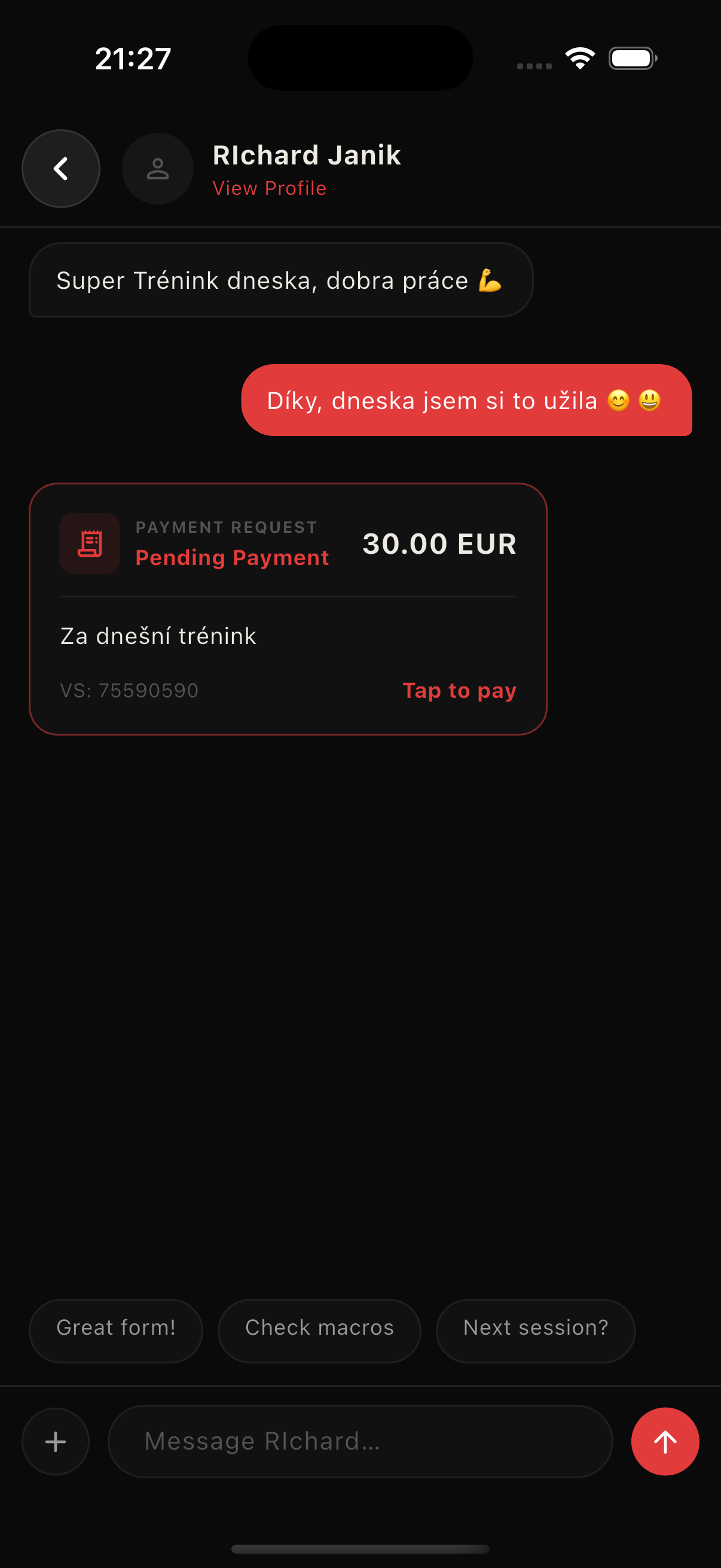Žádost o platbu